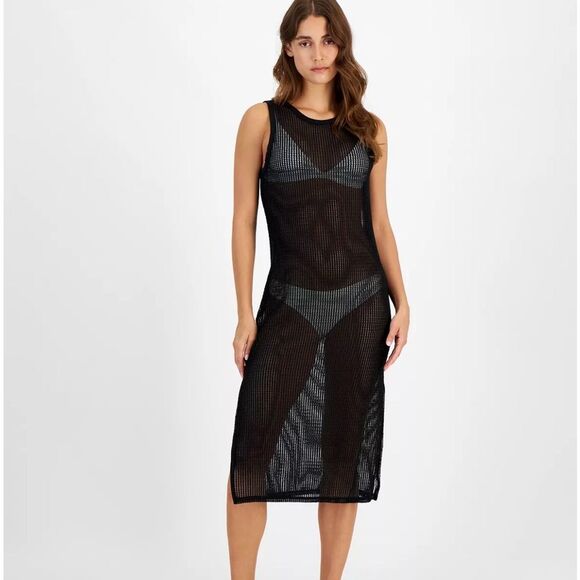 MIKEN Low-Back Midi Dress Swim Cover-Up Black Size XS - Picture 1 of 12